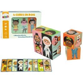 Wooden Blocks Assemble Characters 6 Piece Puzzle Colourful