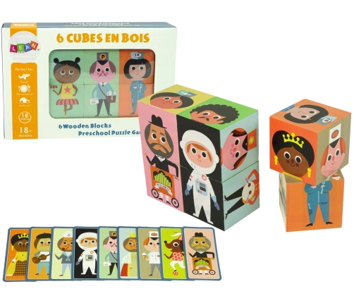 Wooden Blocks Assemble Characters 6 Piece Puzzle Colourful