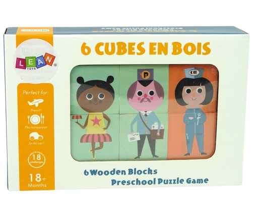 Wooden Blocks Assemble Characters 6 Piece Puzzle Colourful