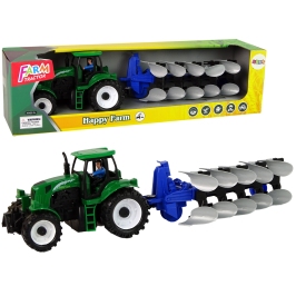 Tractor with Plow Plastic Green Blue