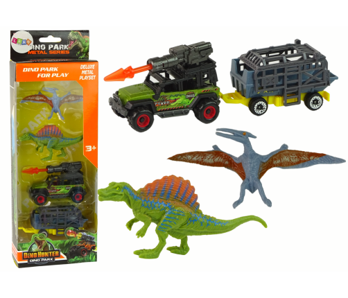 Dinosaurs Set Car With Rocket Trailer