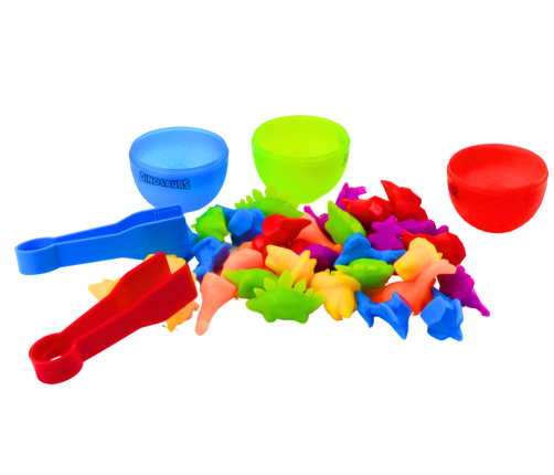 Dinosaur Egg Sorter Colorful Tongs 6 Pieces