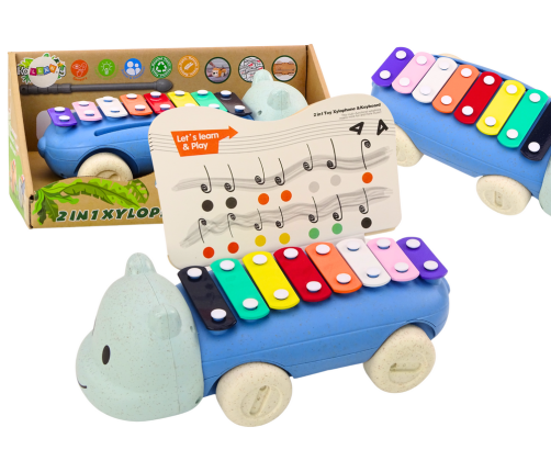 Hippopotamus Cymbals On Wheels Instrument For Children Colorful Educational