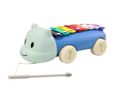 Hippopotamus Cymbals On Wheels Instrument For Children Colorful Educational