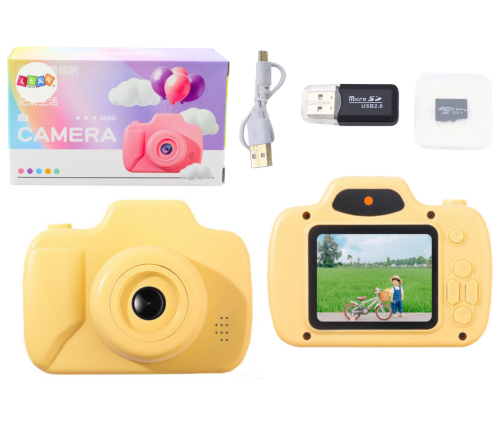 Camera For Kids Photos Recording Games Memory Card 64GB Yellow