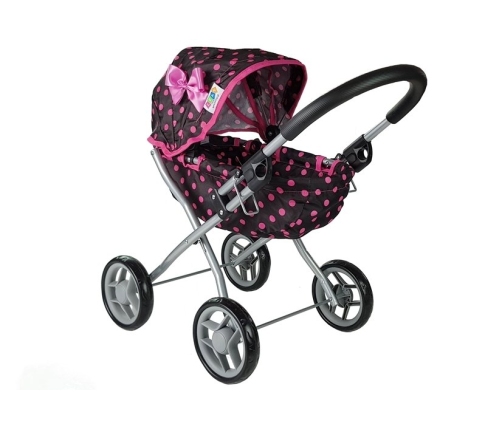 Doll Stroller Alice Black-Pink Dotted