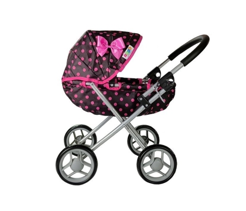 Doll Stroller Alice Black-Pink Dotted