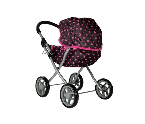 Doll Stroller Alice Black-Pink Dotted