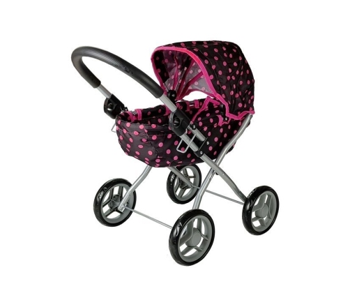 Doll Stroller Alice Black-Pink Dotted