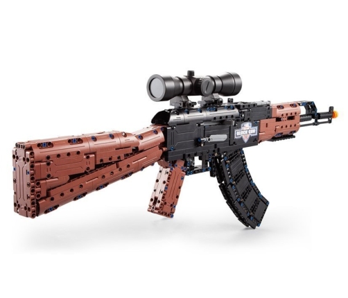 AK47 rifle made of bricks to assemble 738 elements