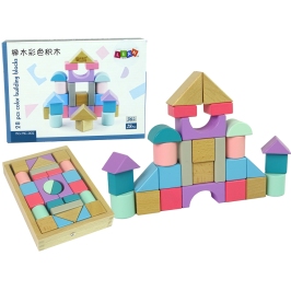 Wooden Bricks Pastel Colours 28 Pieces Castle