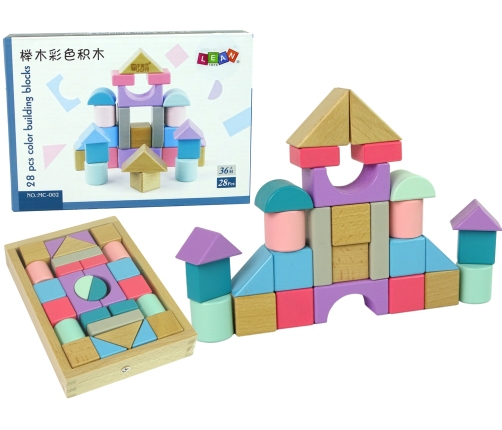 Wooden Bricks Pastel Colours 28 Pieces Castle