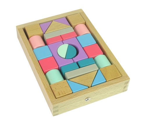 Wooden Bricks Pastel Colours 28 Pieces Castle