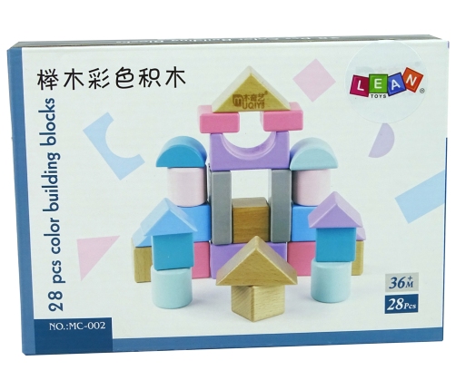 Wooden Bricks Pastel Colours 28 Pieces Castle