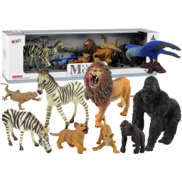 Africa Wild Animals Figure Set Zebra Gorillas Parrot