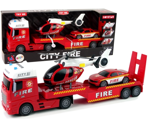 Fire Brigade Set Truck Helicopter Sound Lights