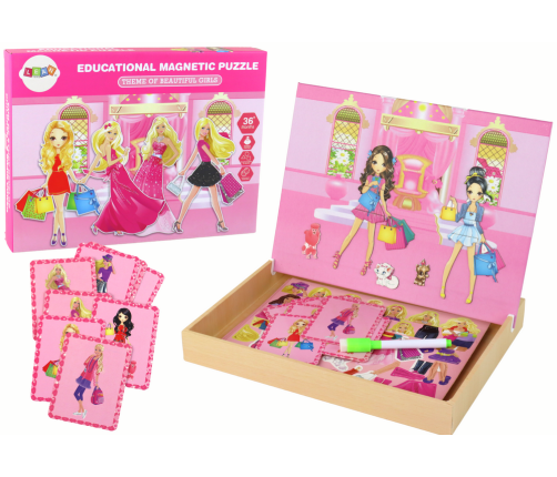 A set of educational magnetic puzzles with a Barbie motif