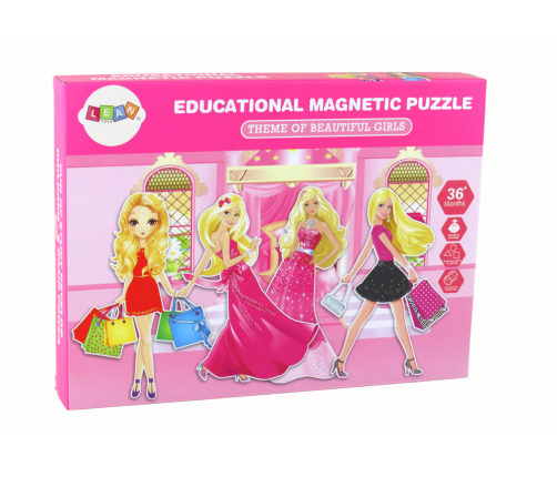 A set of educational magnetic puzzles with a Barbie motif