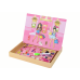 A set of educational magnetic puzzles with a Barbie motif