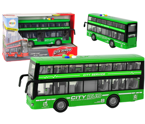 Battery Operated Double Decker Bus Lights Sounds Friction Drive Green