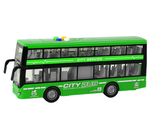 Battery Operated Double Decker Bus Lights Sounds Friction Drive Green