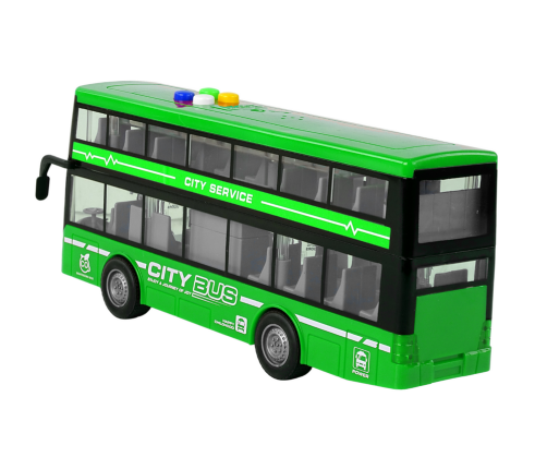 Battery Operated Double Decker Bus Lights Sounds Friction Drive Green