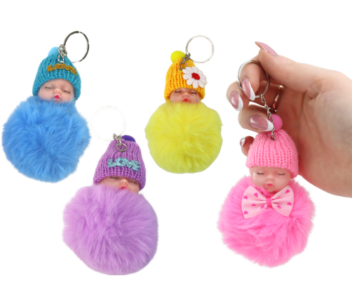 Pompom Doll Keychain Pendant for Keys Handbags Mix