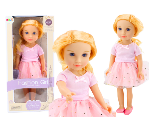 Doll in a dress with tulle, pink, blonde hair, 18'