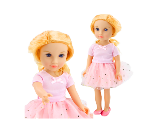 Doll in a dress with tulle, pink, blonde hair, 18'