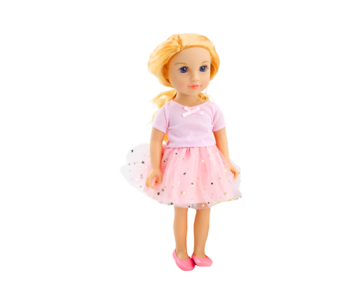 Doll in a dress with tulle, pink, blonde hair, 18'