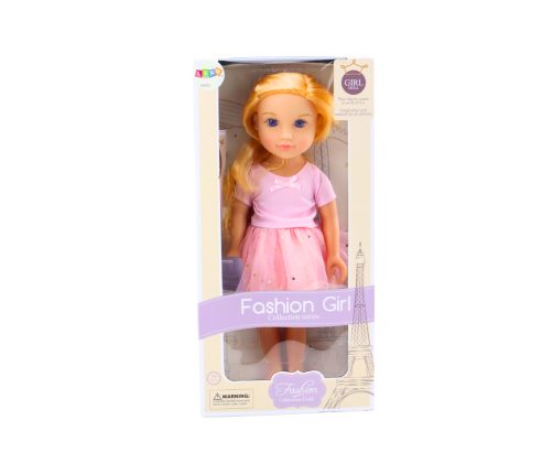 Doll in a dress with tulle, pink, blonde hair, 18'