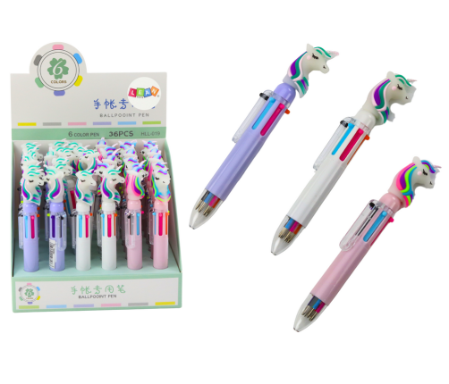 Multicolor Unicorn Automatic Pen 6 Colors Mix