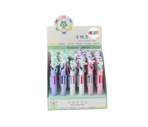 Multicolor Unicorn Automatic Pen 6 Colors Mix