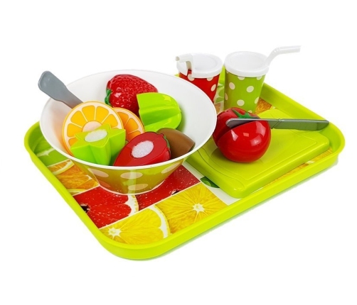 Set of Vegetables and Fruits with a Battery Blender and a Tray