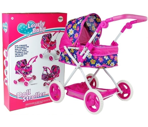 Children's Toy Dolls Pram Adjustable Handle Big Wheels