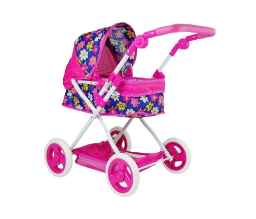 Children's Toy Dolls Pram Adjustable Handle Big Wheels