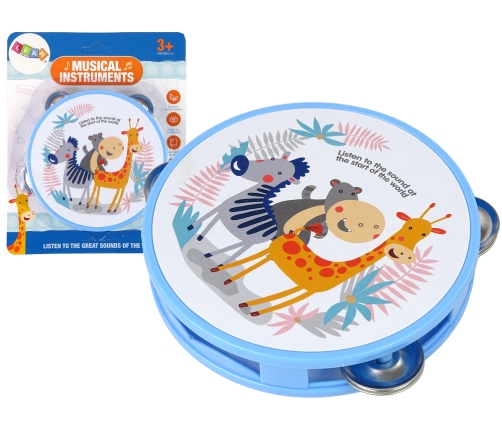 Musical Tambourine Drum for Children Green Animals