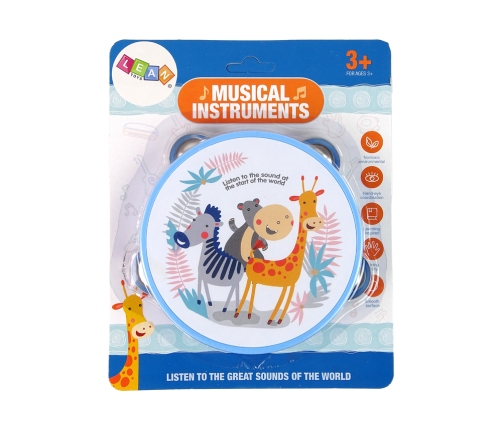 Musical Tambourine Drum for Children Green Animals