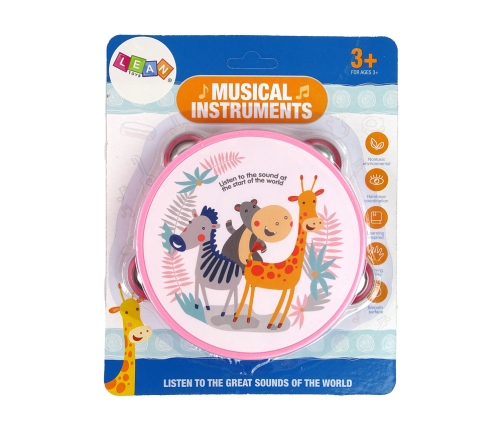 Musical Tambourine Drum for Children Green Animals