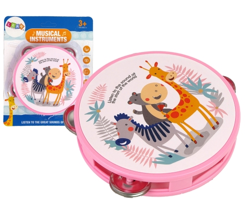 Musical Tambourine Drum for Children Green Animals