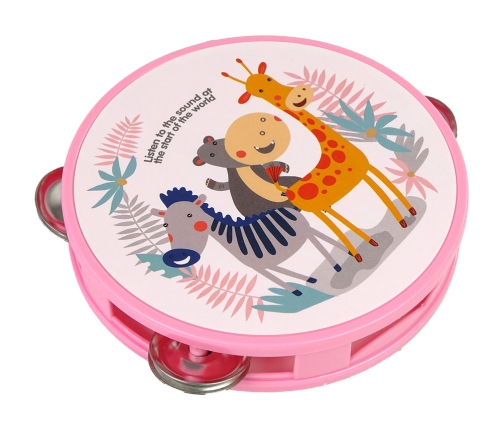 Musical Tambourine Drum for Children Green Animals