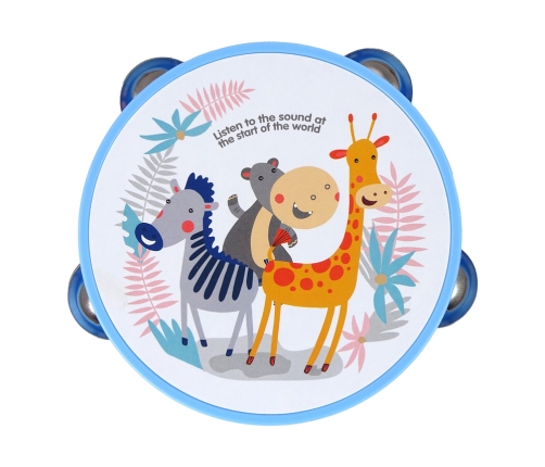 Musical Tambourine Drum for Children Green Animals