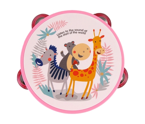 Musical Tambourine Drum for Children Green Animals