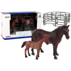 Set of 2 figurines Horse with foal and pen