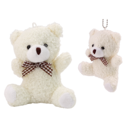 Plush White Little Teddy Bear Cuddly Mascot Keychain 10cm