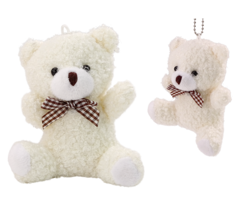 Plush White Little Teddy Bear Cuddly Mascot Keychain 10cm