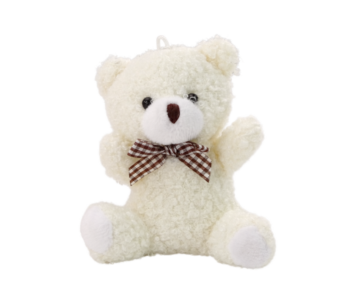 Plush White Little Teddy Bear Cuddly Mascot Keychain 10cm