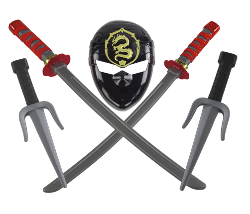 Ninja Warrior Set Mask Swords Daggers Red Decorations