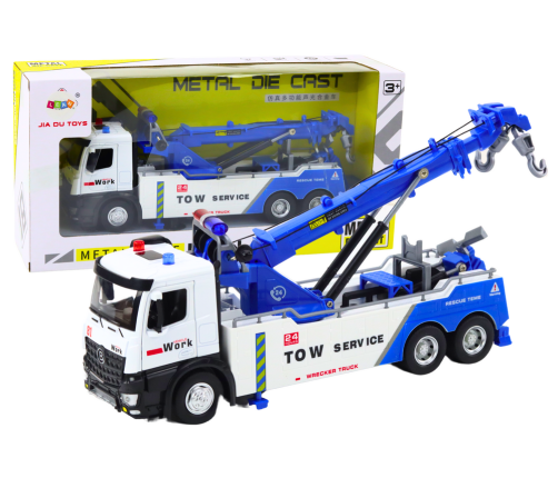 Truck With Crane Two Metal Hooks White And Blue Lights Sounds