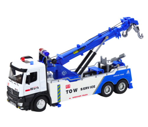 Truck With Crane Two Metal Hooks White And Blue Lights Sounds